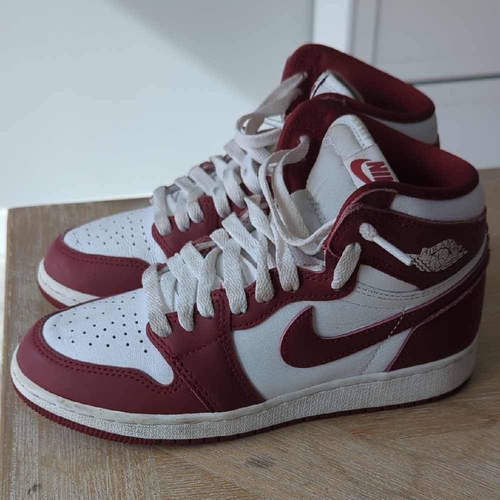 Nike Red and White High-Top Sneakers